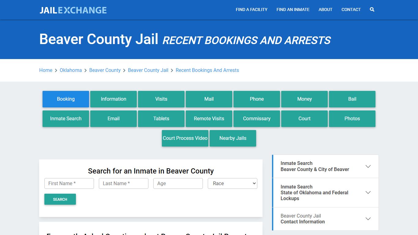 Beaver County Jail & Sheriff OK Recent Arrests and Bookings